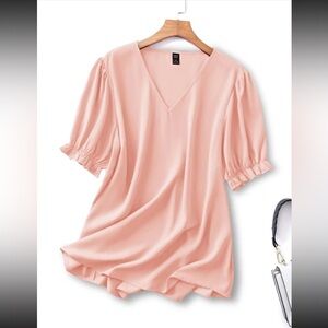 Pink V-Neck Blouse
